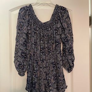 Free People Off-the-Shoulder Romper (Blue Multi) - Great Condition